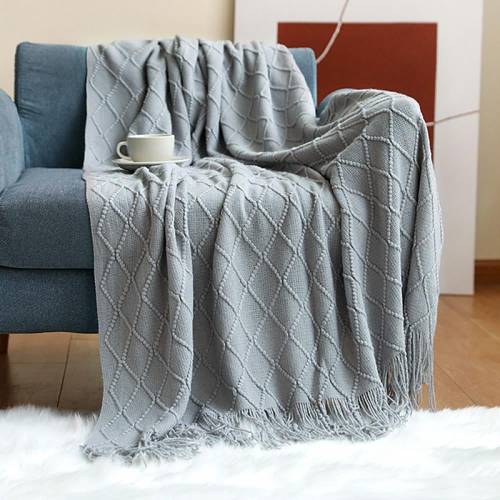 51x63 Soft Knitted Throw Blanket Bed Sofa Couch Decorative Fringe Waffle  US！ 