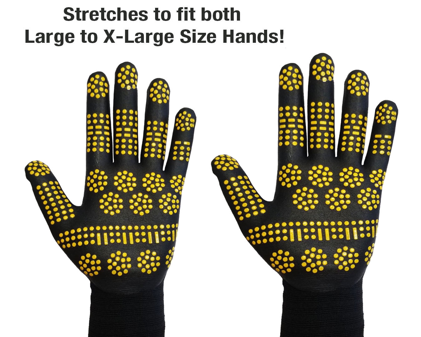 MidWest Gloves & Gear, Unisex, 6 Pack of Radial Max Grip™ Gloves, Black and Yellow, Size LX