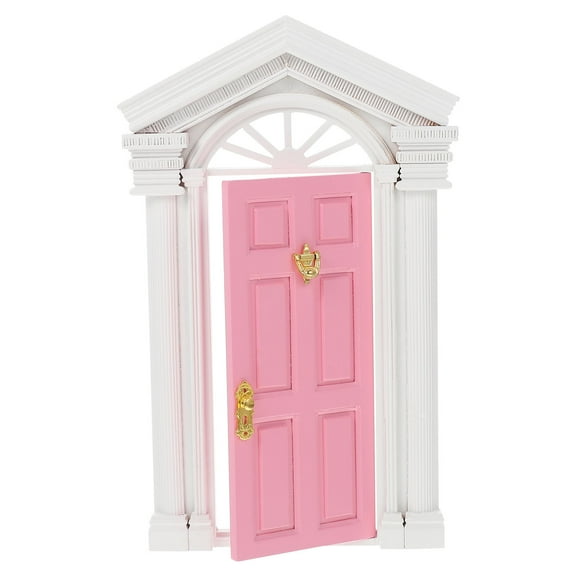 Soimiss 1Set Tiny House Doors Pink Wood Mini Door Decoration for Collectors and Children