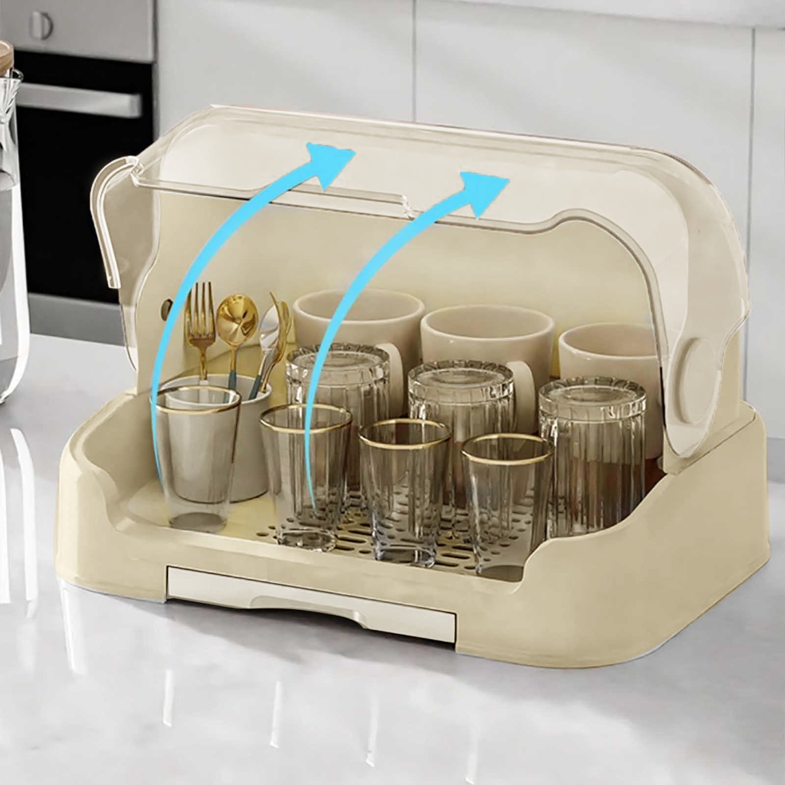 Eqslft Drying Rack With Lid Storage With Removable Drain Tray Space Saving Rack Dryer Reusable Bottle Rack Holder For Baby