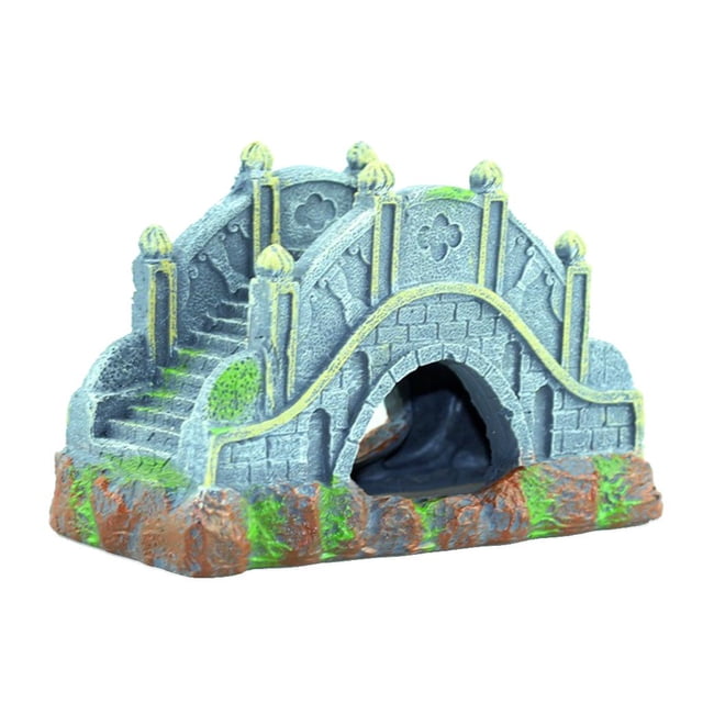 Decoración de puente de chino Zulema Adorno de Paisaje de pecera Resina 14.5 x 6.5 x 9cm Paisaje del tanque de peces creativo