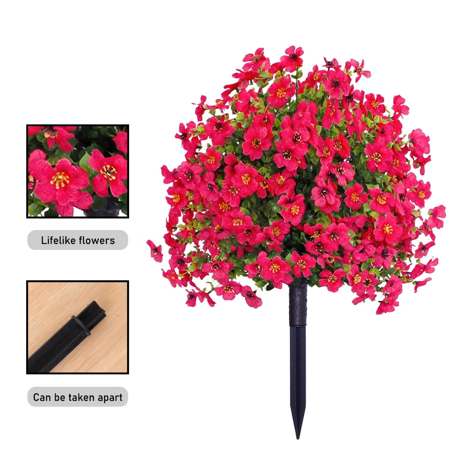 Artificial Flowers for Outdoors with Stake Realistic Plastic Floral Picks for Yard Garden Patio Decor