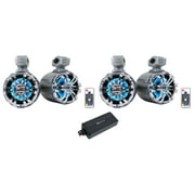(4) Rockville 5.25" LED Metal Tower Speakers+Bluetooth Amplifier For ATV/UTV/RZR