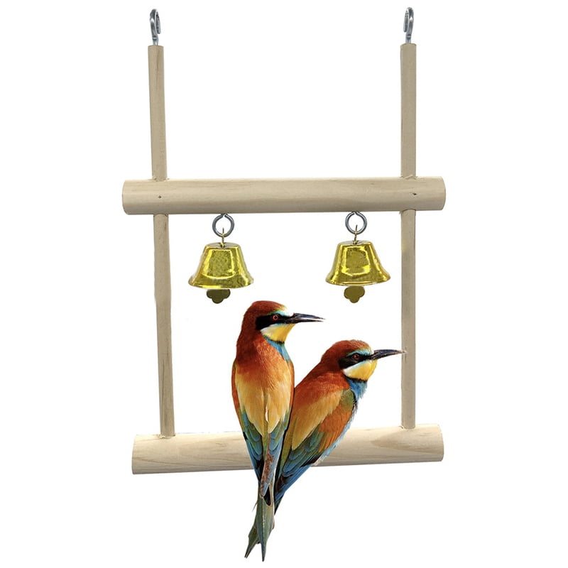 Parrot Swing Antibiting Wooden Bird Swing Perch Parrot Hanging Toy