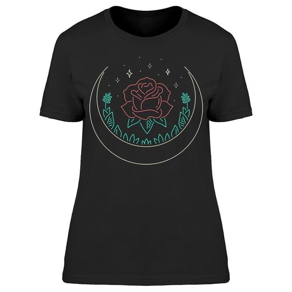 Rose With Crescent Moon T-Shirt Women -Image by Shutterstock, Female x-Large