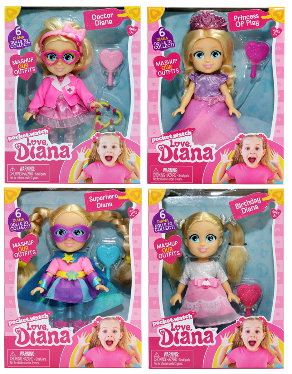 Love, Diana Set of FOUR Mini 6 Inch Dolls (Doctor, Birthday, Super
