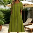 thumbnail image 2 of Edvintorg Women's Summer Dresses Striped Boho Crew Neck Cold Shoulder Loose Fit Casual Long Dress with Pockets Sundresses for Women Green S, 2 of 6
