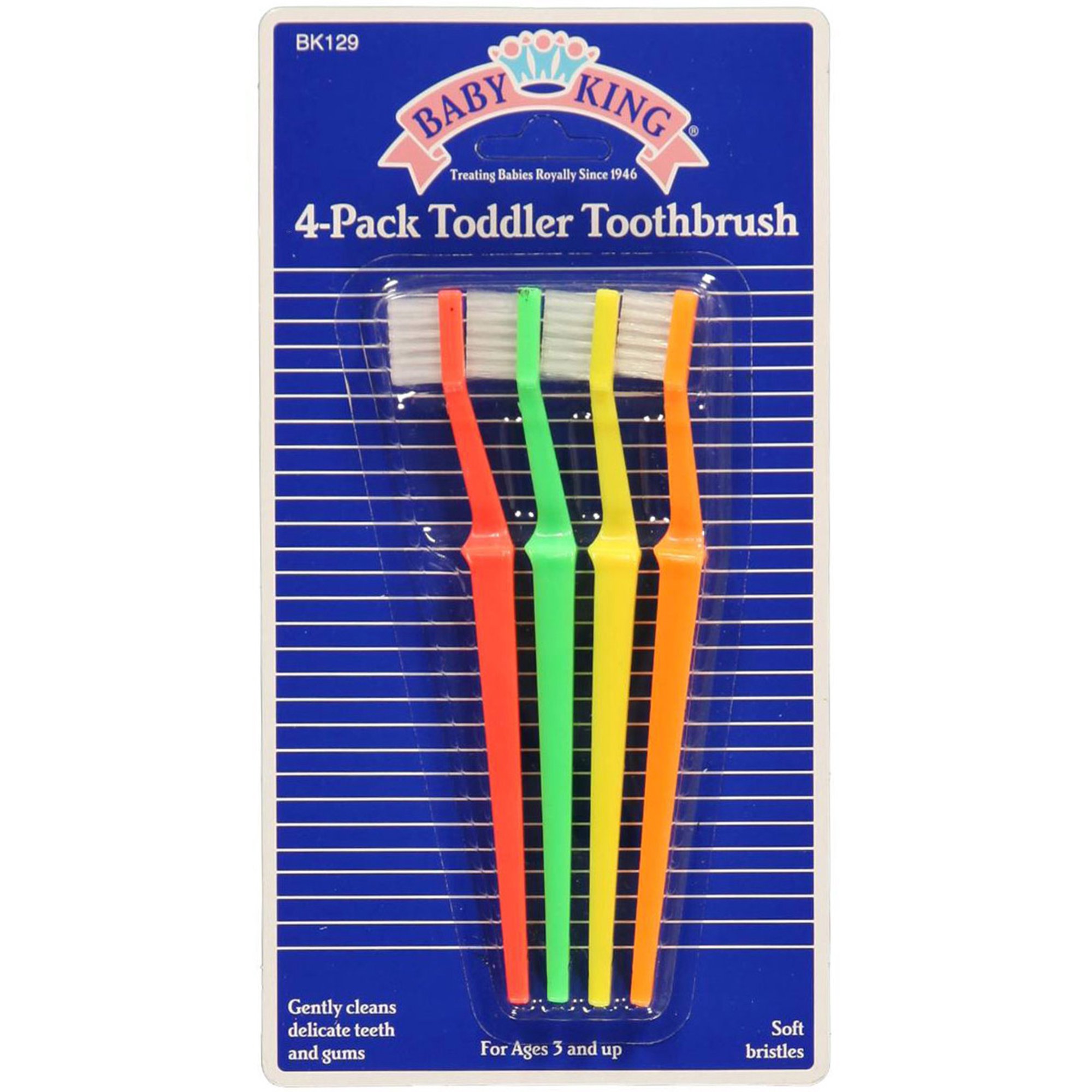 Baby King 4-Pack Toddler Toothbrushes - yellow multi, one size