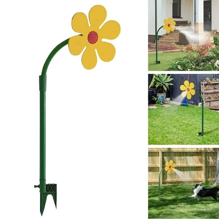 360° Rotating Dancing Flower Water Sprinkler for Lawn and Garden Colorful Lawn Irrigation Decor – Adjustable Spray Fun Irrigation Tool for Yard Watering Kids and Pets Playing 1PC Yellow