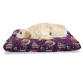 thumbnail image 1 of Fish Pet Bed, Style Colorful Ornamental with Leaves on the Background, Chew Resistant Pad for Dogs and Cats Cushion with Removable Cover, 24" x 39", Plum Purple, by Ambesonne, 1 of 4