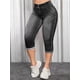 thumbnail image 2 of Jeans recortados para mujer Casual Verano Dobladillo rasgado Tiro medio Negro // Blanco 3X-Large, 2 of 5