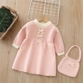 thumbnail image 5 of Busydd Girls Knit Long Sleeve Dress 1-8 Years Fashion Comfy Solid Color A Line Fall Dress Casual Cute Knee Length Girls Sweater Dresses 2-3 Years, 5 of 10
