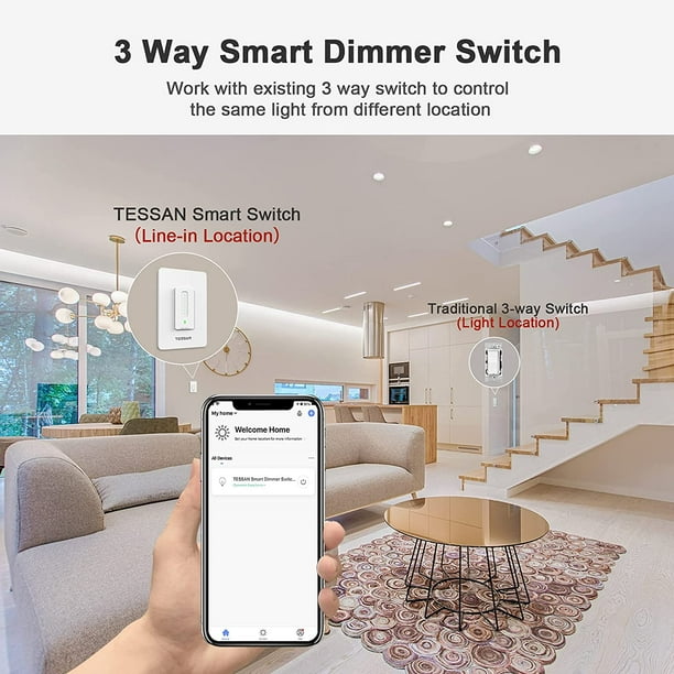 Variateur Interrupteur d'éclairage Smart Home LED Interrupteur
