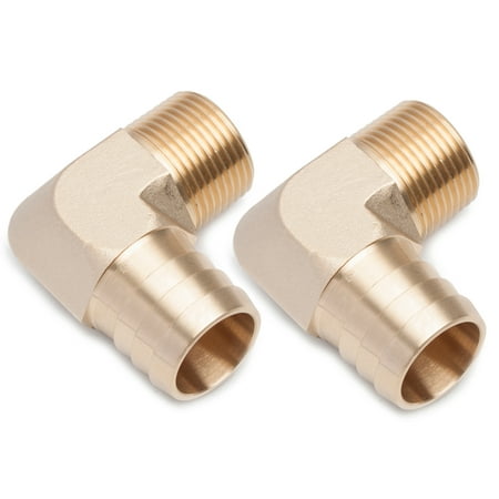 LTWFITTING 90 Degree Elbow Brass Barb Fitting 1-Inch ID Hose x 3/4-Inch Male NPT Fuel Boat Air(Pack of 2)