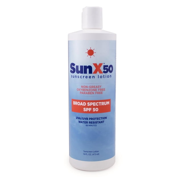 CoreTex Sun X 50 SPF Loción protectora solar de amplio espectro – Botella de 16 oz de octinoxato de parabeno oxibenzona y protector solar sin aceite – Sin yeso blanco y resistente al agua y al sudor h