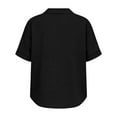 thumbnail image 5 of V-Neck Linen Shirt for Women Collared Elbow-Length Tees Shirts Travel Casual Loose Pullover Classic T-Shirt, 5 of 7