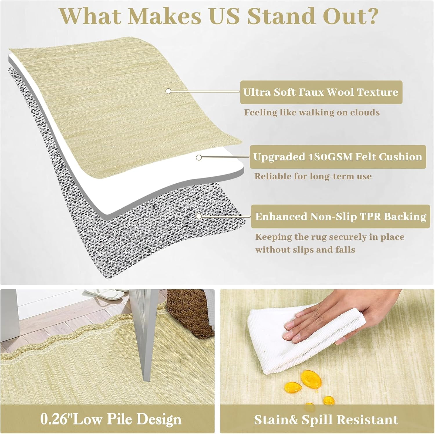 Large 9x12 Modern Plaid Area Rug Stain Resistant Easy to Cleaning Carpet Washable Rug Non Slip Low Pile Soft Folding Floor Cover for Living Room Apartment Nursery,Beige/Brown
