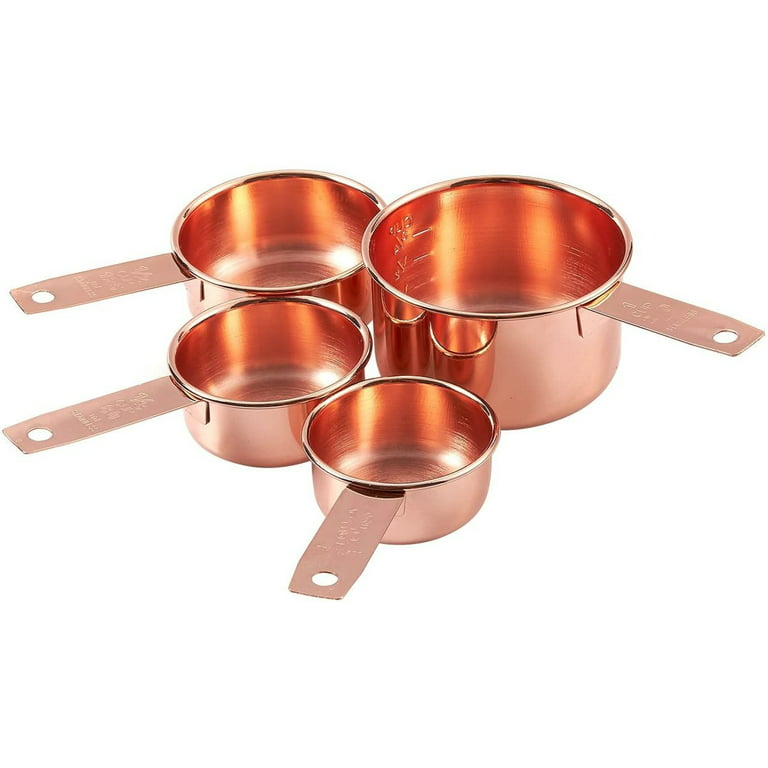 Stainless Steel Measuring Cup Set - Precision Baking & Cooking with  Stackable Copper Plated Cups - Complete Measuring Cup & Spoon Set (4 Cups  Measuring 1/4 cup, 1/3 cup, 1/2 cup, 1 cup)