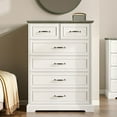 thumbnail image 3 of FANRAL Tall Dresser for Bedroom with 6 Drawers Chest of Drawers,Wooden Dresser Storage Cabinet with Metal Handles,White Dresser, 3 of 8