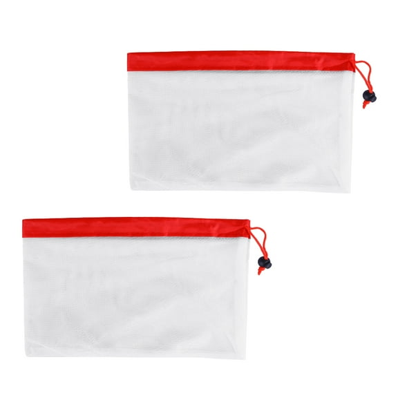 NICEXMAS 2Pcs Red Mesh Pouch for Produce and Fruit Picking Breathable Washable 8Inch Reusable