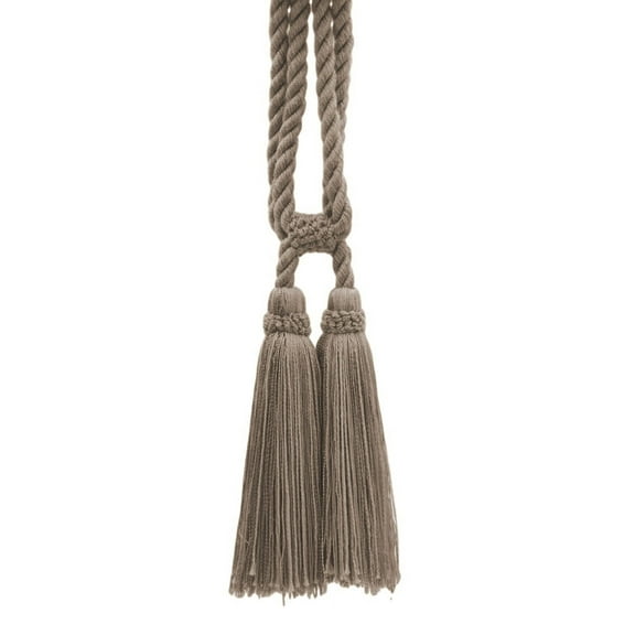 DECOPRO Traditional Cotton Double Tassel Curtain & Drapery Tassel Tieback, Tassel Length 5 1/2" (14cm), Spread 27" (68.5cm) # TBC0552, Sandstone Beige #A10 (Light Tan Beige) Sold Individually
