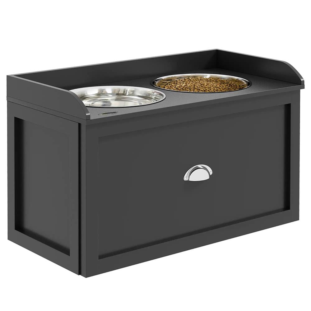 Topcobe Pet Feeding Station Pet Dish Bowl Set with Storage, 2 Elevated Dog Bowls for Large Sized Dogs, Dog Bowl Stand, Dog Feeding Station, Black