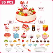 Mundo Toys Birthday Cake Toy Set, 85 Pieces Pretend Play Food Dessert Kitchen Toy for Kids Ages 3+