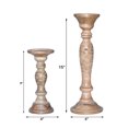 thumbnail image 4 of Handmade Mango Wood Eco-friendly Traditional Wallnut Set Of Two 9" & 15" Pillar Candle Holder, 4 of 7