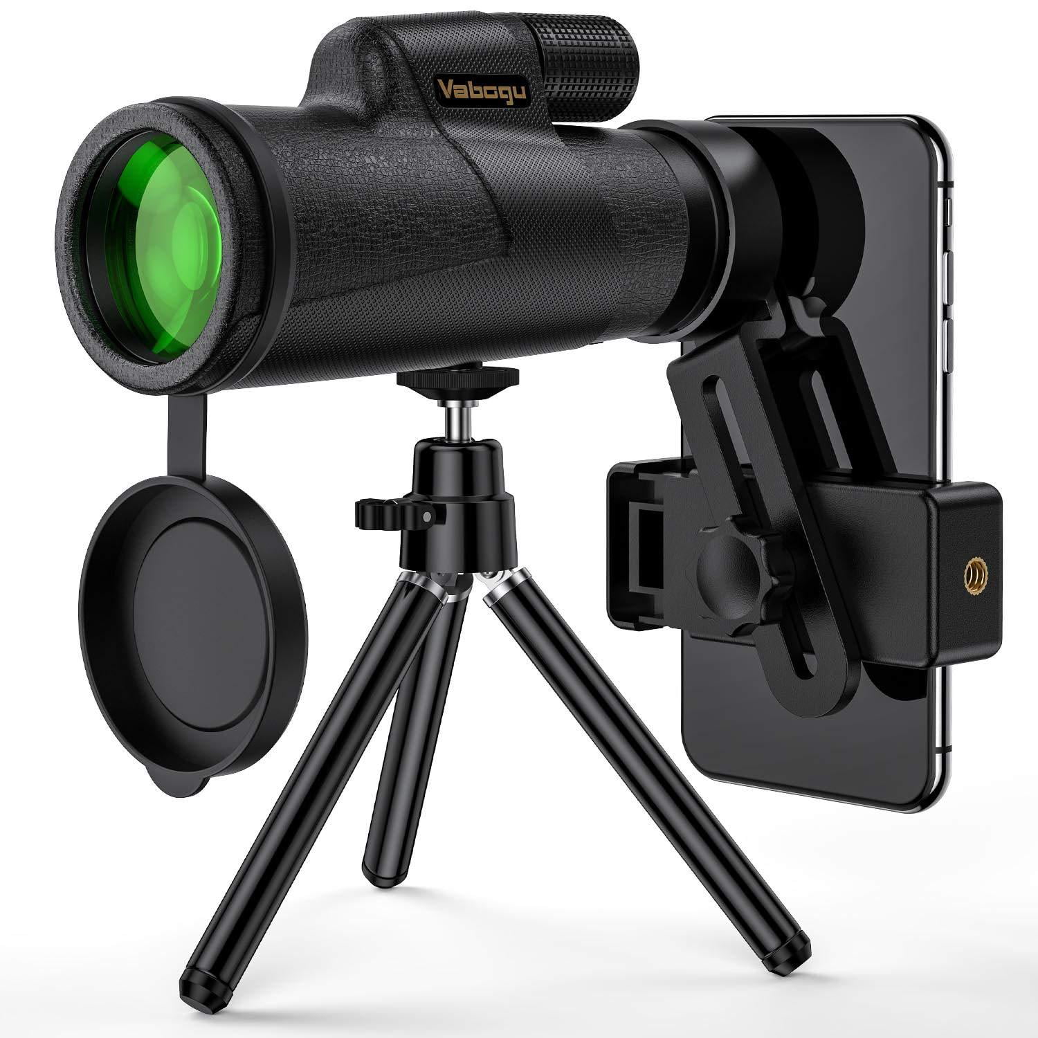 12x50 High Power HD Compact Monocular with Smartphone Holder & Phone Tripod for Adults Kids Night Vision IPX7 Waterproof FMC BAK4 Prism Scope for Bird Watching Monocular Telescope