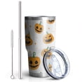 thumbnail image 2 of 30oz Classic Halloween Pumpkins Pattern Tumblers Stainless Steel Tumbler with Lid and Straw,Vacuum Insulated Double Wall Travel Tumbler Cups Mug with Cleaning Brush for Coffee,Tea, 2 of 7