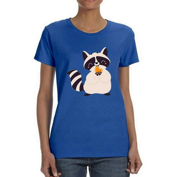 Raccoon Eating Heart Cookie Shaped T-Shirt Women -Image by Shutterstock, Female XX-Large