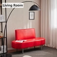 thumbnail image 3 of OmySalon PU Leather Modern Style Waiting Room Bench with Backrest, Red, 3 of 7