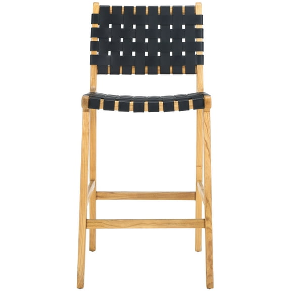 SAFAVIEH Adah Rectangle Mid Back Counter Stool, Black/Natural