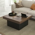 thumbnail image 1 of HOMCOM Square Coffee Table with LED Lights, 35-inch Center Table, Walnut, 1 of 10