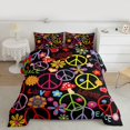 thumbnail image 2 of Feelyou Peace and Love Queen Comforter Set, Groovy Flower Mushroom Bedding Set, 3pcs, 2 of 8