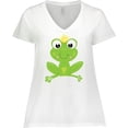thumbnail image 3 of Inktastic Cute Frog, Green Frog, Crown, Frog Prince Women's Plus Size V-Neck T-Shirt, 3 of 5