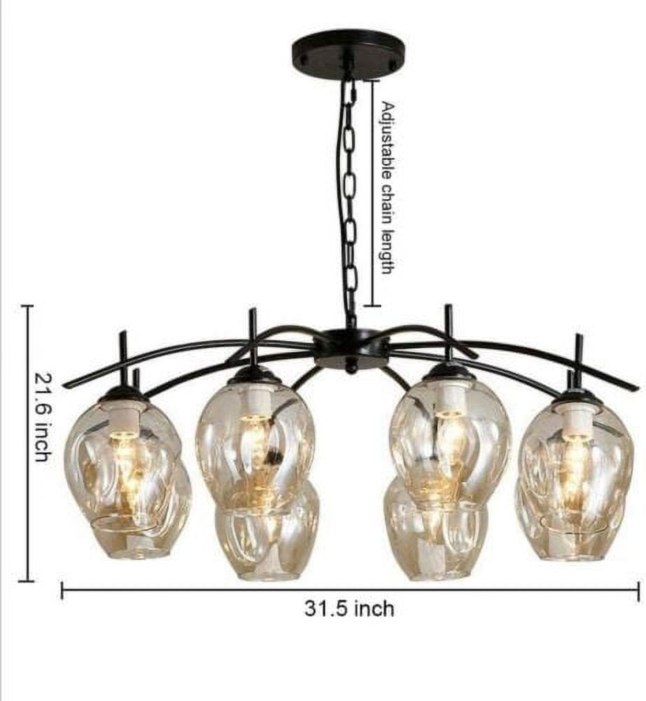 KPIBEST 8-Light Farmhouse Chandelier Black Pendant Light Fixtures for Dining Room Living Room Island Kitchen Foyer Bedroom