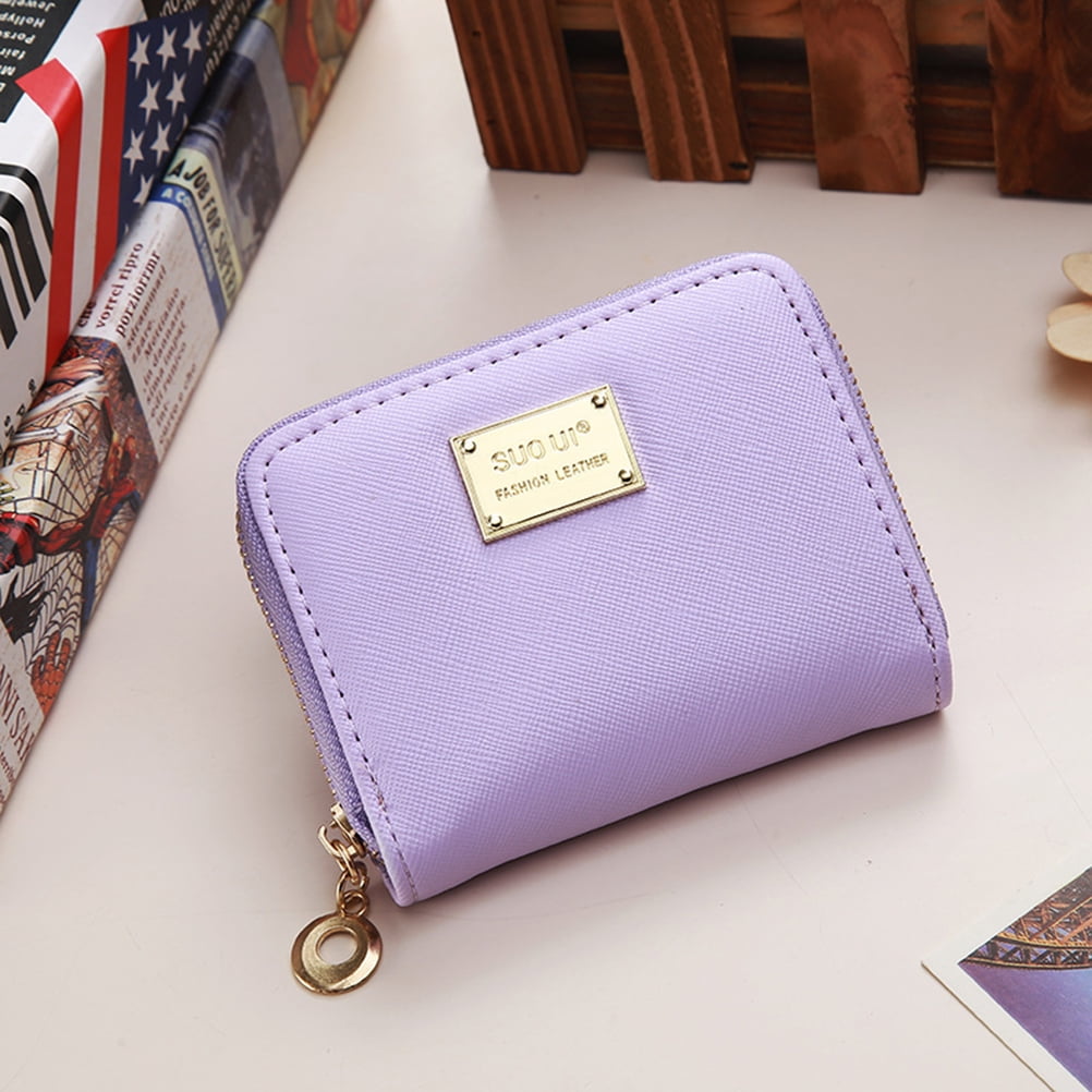  AnnabelZ Women's Coin Purse Change Wallet Pouch Leather Card  Holder with Key Chain Tassel Zip (CH Purple) : Clothing, Shoes & Jewelry