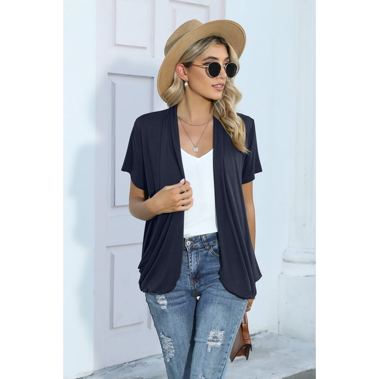 HOWCOME Lightweight Summer Cardigan for Women Drape Short