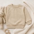 thumbnail image 3 of Yibosean 2-Pack Unisex Baby and Toddler Crewneck Sweatshirts, Soft Long Sleeve Loose-Fit Pullover Tops for Boys and Girls, Mint Green, Khaki, 6M-4T, 3 of 9