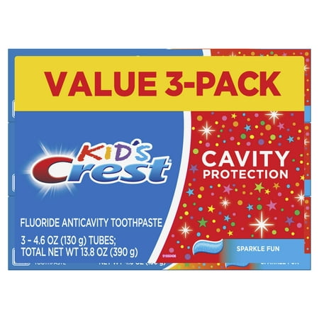 Crest Kids Toothpaste, Cavity Protection, Sparkle Fun, 4.6 oz, 3 Pack
