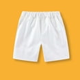 thumbnail image 2 of NAISIBABY Boys School Uniform Shorts, Cotton with Pockets Elastic Waist Kids Flat Front Pull-On Shorts White 15T, 2 of 5