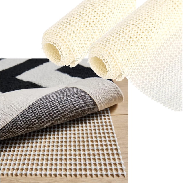 2 Pack Extra Strong Rug Pad Gripper, 80cm X 50cm Grips Keep Area Rugs Safe and in Place, Thick, Slip and Skid Resistant Pads for Hard Floors Under Carpet Mat Cushion and Hardwood Floor Protection
