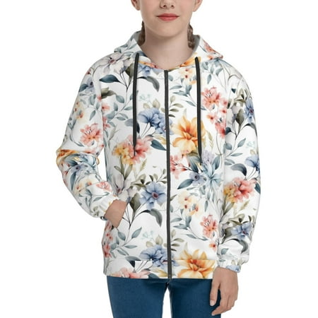 

Hoodies for Teen Girls Boys Colorful Lilies Flowers A Long Sleeve Youth Kids Essentials Zip Up Hoodie Lghtweight Fashion Hoodies & Sweatshirts Jacket Fall Winter Outfits Tops