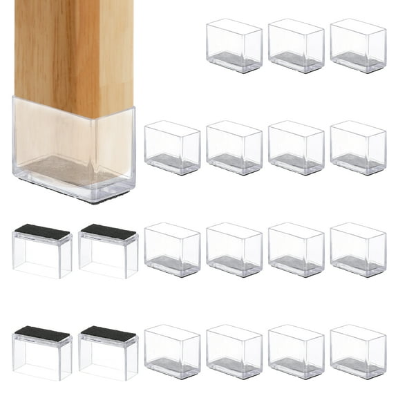 Uxcell Chair Leg Floor Protector, 20 Pcs Rectangle Fit 1.18" x 0.59" Leg Cap, Transparent