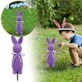 thumbnail image 2 of 1PC 13.77Inch Flocked Easter Bunny Figurines with Bow Tie and Ground Insert Decorations, Large Spring Table Centerpieces for Home Office Indoor Outdoor Party, Solid Color Rabbit Porch, 2 of 7