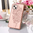 thumbnail image 5 of Dteck for Apple iPhone 14 Wallet Case with Wrist Strap,Butterfly & Flower Embossed PU Leather Magnetic Clasp Flip Kickstand Card Slots Purse Shockproof Phone Cover,Rosegold, 5 of 9