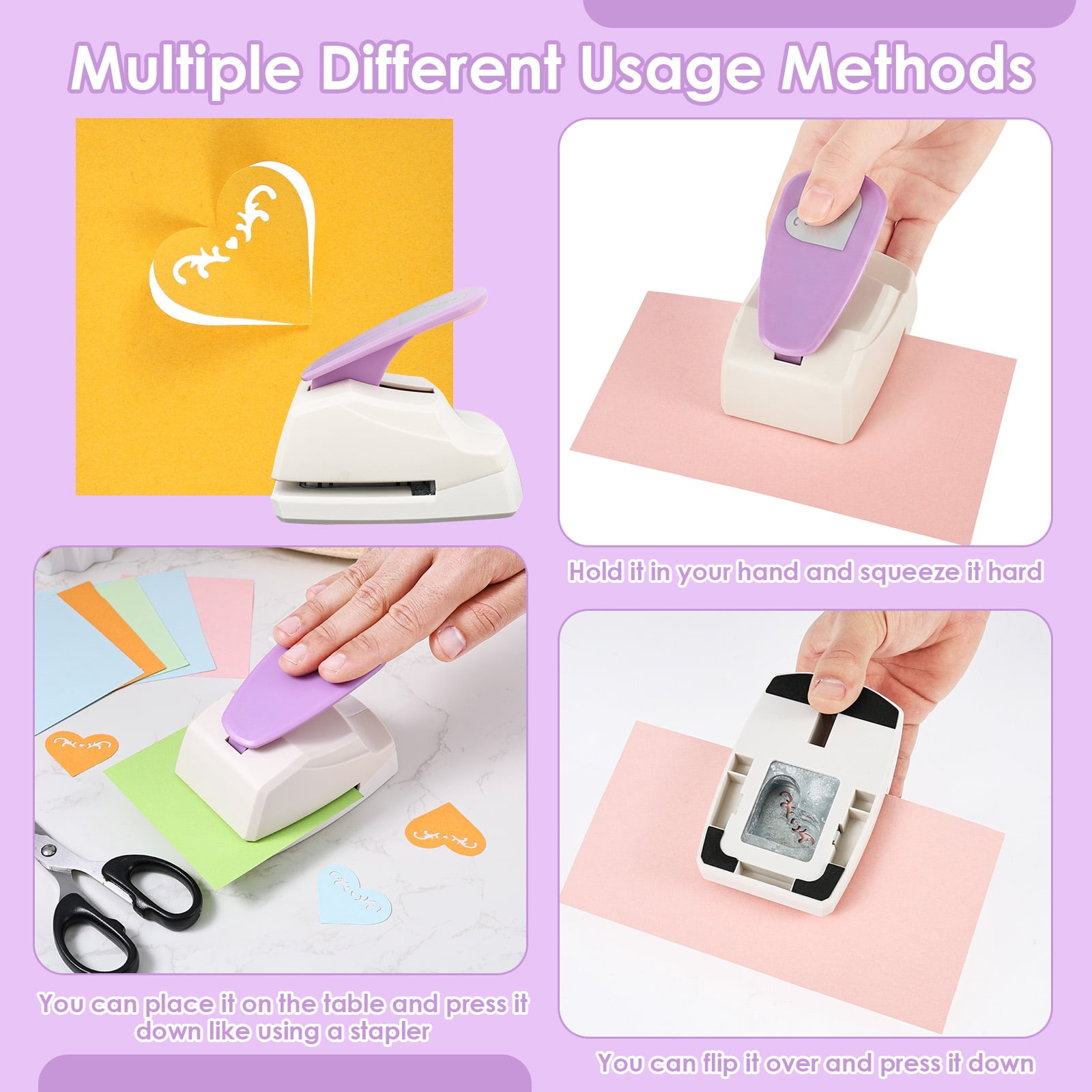 Ihvewuo Paper Punch Butterfly / Heart Hole Puncher for Scrapbooking DIY Handmade Paper Puncher for Crafts Scrapbook Cards Decoration Zinc Alloy+ABS Colorful