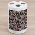 thumbnail image 1 of Owls Ceramic Toothbrush Holder, Crazy Owls and Tasty Delicious Sweets Cupcakes Ice Cream Candy and Abstract Leaves, Decorative Versatile Countertop for Bathroom, 4.5" X 2.7", Multicolor, 1 of 4