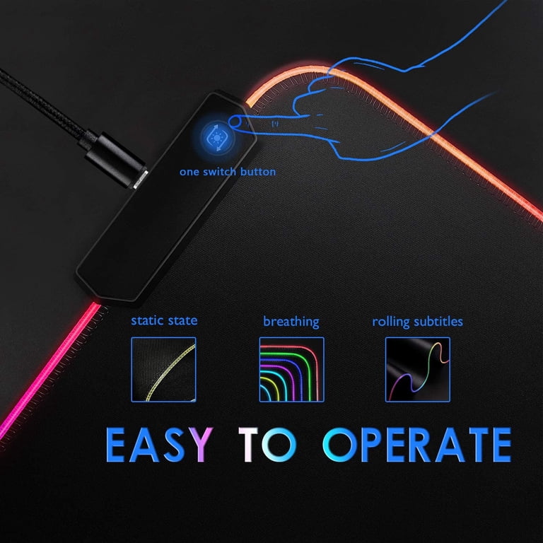 Flamingos Beach RGB LED Gaming Mousepad - Large 35.4x15.7 Inch, 15 Light Modes, Non-Slip Rubber Base